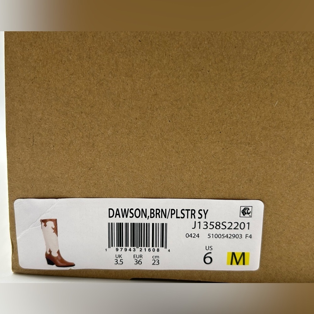 Zodiac Dawson Brown & Cream Vegan Tall Boots – Classic Western Beauty, Size 6M - Picture 12 of 13